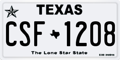 TX license plate CSF1208
