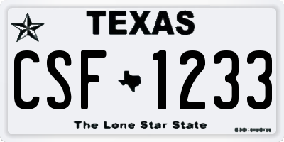 TX license plate CSF1233