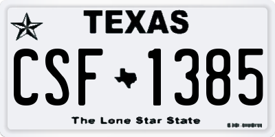 TX license plate CSF1385