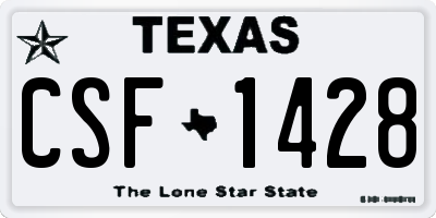 TX license plate CSF1428