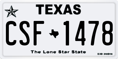 TX license plate CSF1478