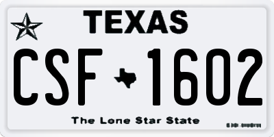 TX license plate CSF1602