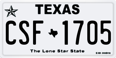 TX license plate CSF1705