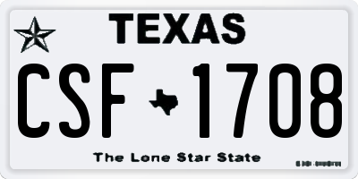 TX license plate CSF1708