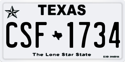 TX license plate CSF1734