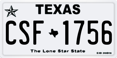 TX license plate CSF1756