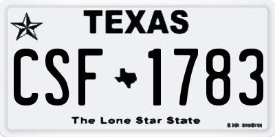 TX license plate CSF1783