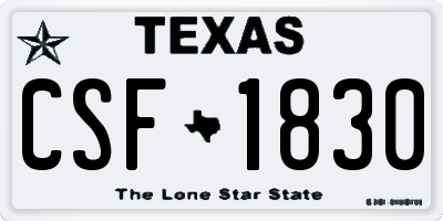 TX license plate CSF1830