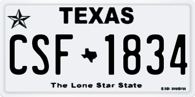 TX license plate CSF1834
