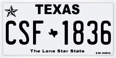 TX license plate CSF1836