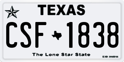 TX license plate CSF1838