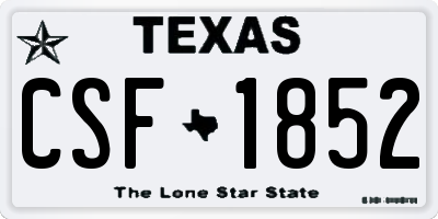 TX license plate CSF1852