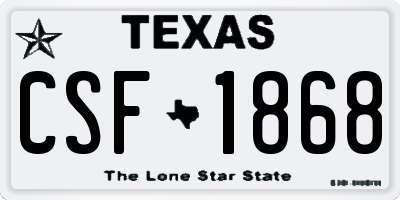 TX license plate CSF1868