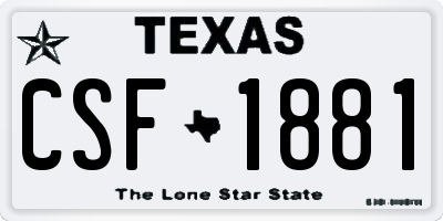 TX license plate CSF1881