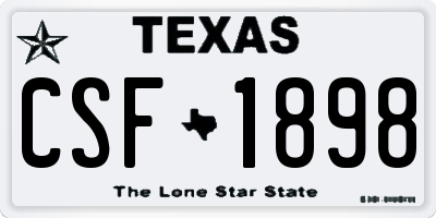 TX license plate CSF1898