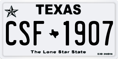 TX license plate CSF1907