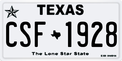 TX license plate CSF1928