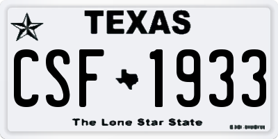 TX license plate CSF1933