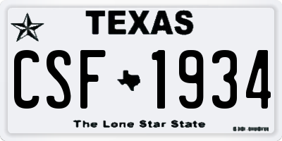 TX license plate CSF1934