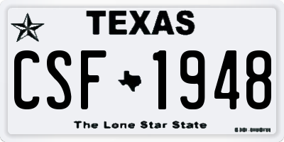 TX license plate CSF1948