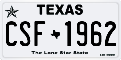 TX license plate CSF1962