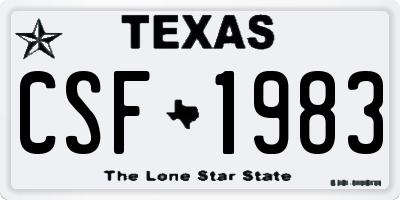 TX license plate CSF1983