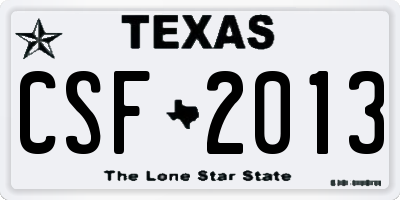 TX license plate CSF2013