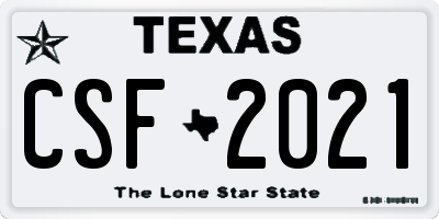 TX license plate CSF2021