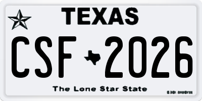 TX license plate CSF2026