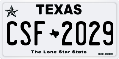 TX license plate CSF2029