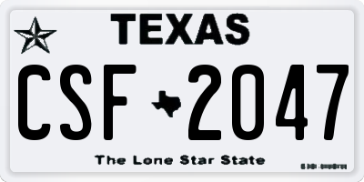 TX license plate CSF2047