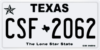 TX license plate CSF2062