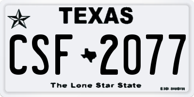 TX license plate CSF2077