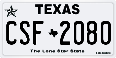 TX license plate CSF2080