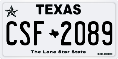 TX license plate CSF2089