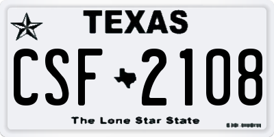 TX license plate CSF2108