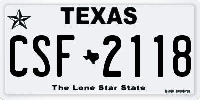 TX license plate CSF2118