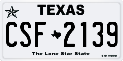 TX license plate CSF2139