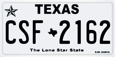 TX license plate CSF2162