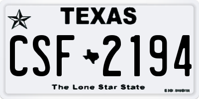TX license plate CSF2194