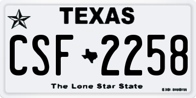 TX license plate CSF2258