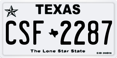 TX license plate CSF2287