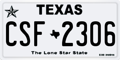 TX license plate CSF2306