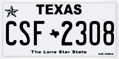 TX license plate CSF2308