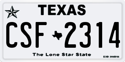 TX license plate CSF2314