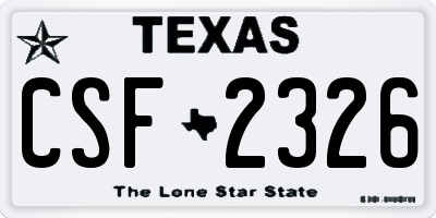 TX license plate CSF2326