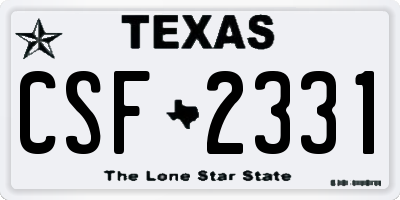 TX license plate CSF2331