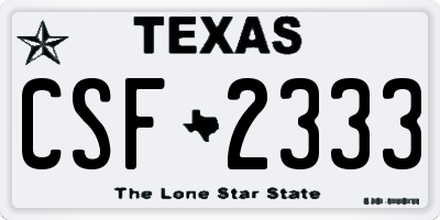 TX license plate CSF2333