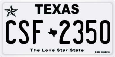 TX license plate CSF2350
