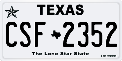 TX license plate CSF2352